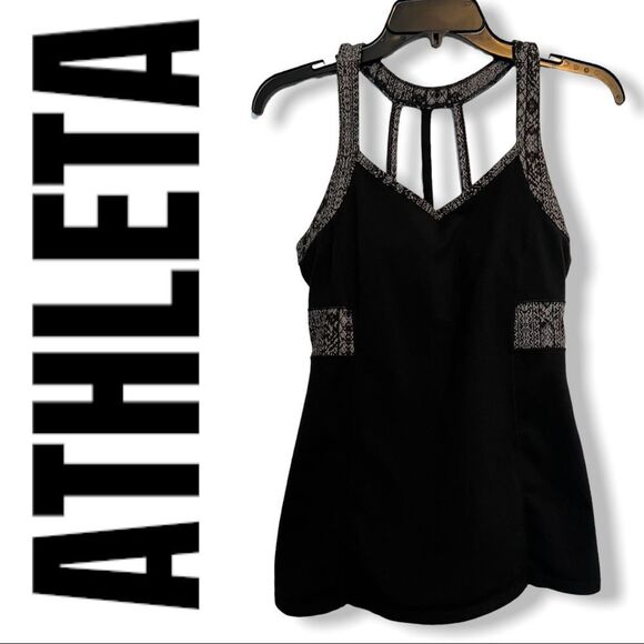 Athleta Prisma XS tank black gray athletic straps EUC - Picture 2 of 12